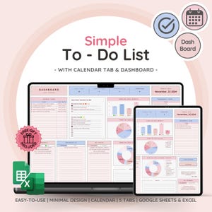 To Do Liste, Aufgabentracker, und Produktivitätswerkzeug - Tägliche, Wöchentliche, Monatliche Organisations- & Aufgaben-Vorlage mit Dashboard