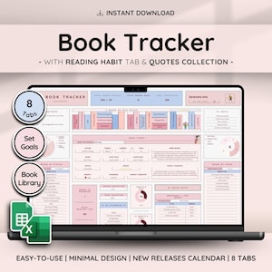 Ultimate Book & Reading Tracker with Book Collection | Reading Planner and Book Review Spreadsheet | Great Gift for Book Lovers