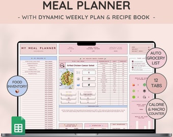 Planificateur de repas hebdomadaire | Transformez votre cuisine | Traqueur d'eau | Suivi de la perte de poids | Inventaire et liste de courses automobiles | Compteur de calories