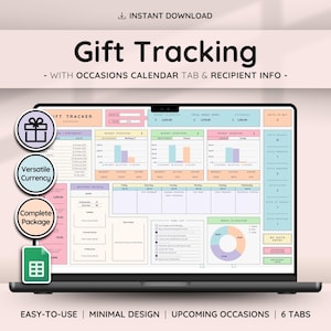 Gift Tracking Master with Holiday Categories | Gift Planner and detailed Recipients Info Spreadsheet | Ultimate all season gift Tracking