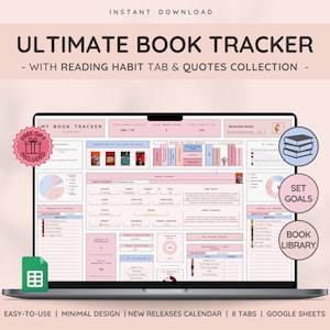 Ultimate Book & Reading Tracker with Book Collection Reading Planner and Book Review Spreadsheet Great Gift for Book Lovers image 1