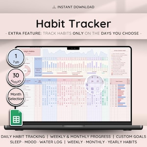 Einfacher Habit Tracker Google Sheets Vorlage Täglich Wöchentlich Monatlich Zielplaner Routine Tabelle Online Dashboard Zeitmanagement Planer