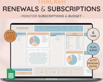 Streamline Your Subscriptions | Effortless Tracking & Financial Planning Template | Automated Renewal Dates | Cost Calculations