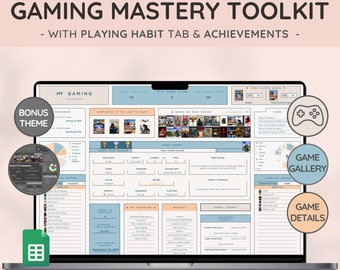 Gaming Tracker Toolkit with Games Gallery | Interactive Progress | Game Review | Great Gift for Game Lovers | Dynamic Calendar Template
