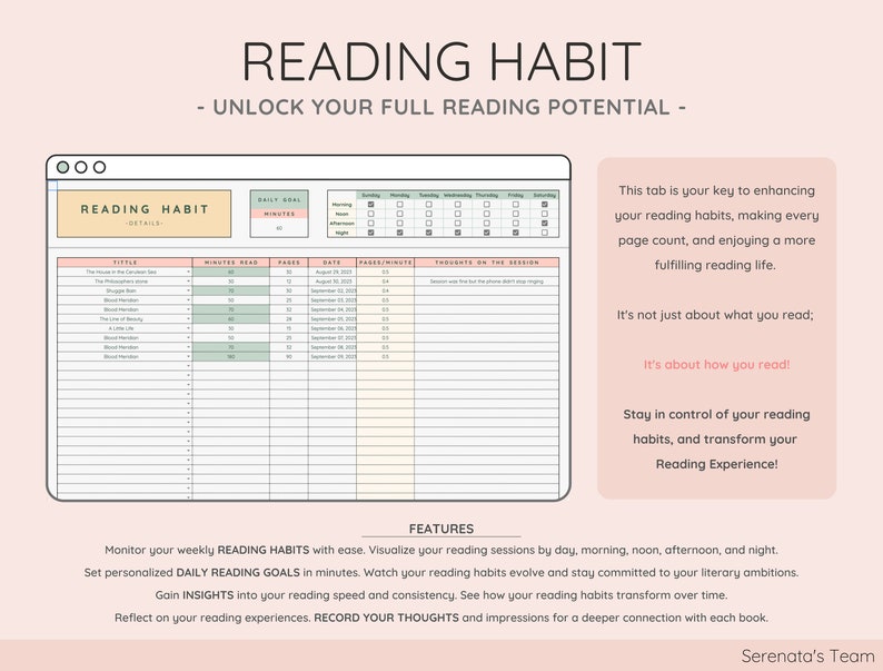 Ultimate Book & Reading Tracker with Book Collection Reading Planner and Book Review Spreadsheet Great Gift for Book Lovers image 7