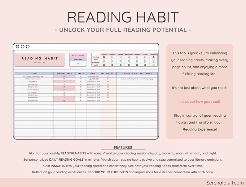 Ultimate Book & Reading Tracker with Book Collection Reading Planner and Book Review Spreadsheet Great Gift for Book Lovers image 6