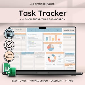 To Do List, Task Tracker, and Productivity Tool - Daily, Weekly, Monthly Organization & Task Management Template with Dashboard