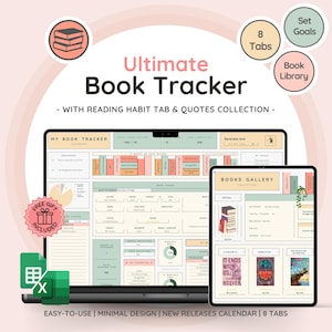 Tracker definitivo di libri e letture con raccolta di libri / pianificatore di lettura e foglio di calcolo per recensioni di libri / regalo perfetto per gli amanti dei libri