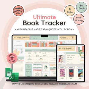 Ultieme boeken- en leestracker met boekencollectie | Leesplanner en spreadsheet voor boekrecensies | Geweldig cadeau voor boekenliefhebbers