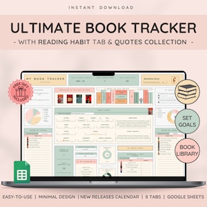 Ultimate Book & Reading Tracker with Book Collection | Reading Planner and Book Review Spreadsheet | Great Gift for Book Lovers