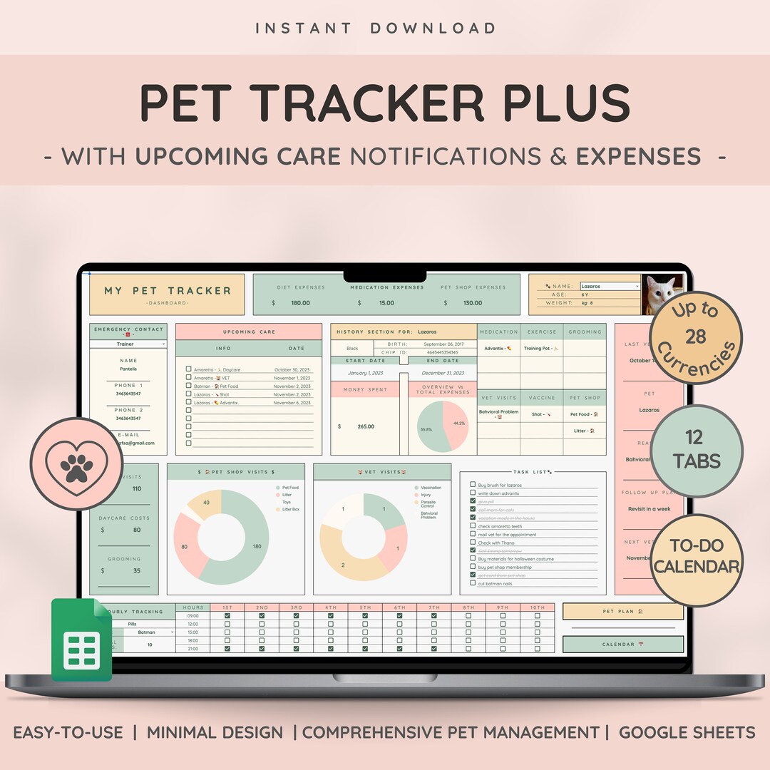 Premium Pet Care Tracker Organize Your Pet's Life Essential for Pet