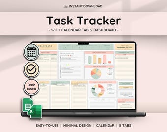 To Do List, Task Tracker, and Productivity Tool - Daily, Weekly, Monthly Organization & Task Management Template with Dashboard