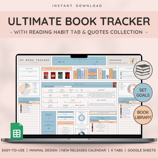 Ultimativer Buch- & Lese-Tracker mit Book Collection | Leseplan und Buchbesprechung Tabelle | Großartiges Geschenk für Buchliebhaber