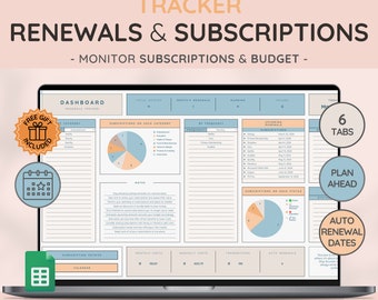 Streamline Your Subscriptions | Effortless Tracking & Financial Planning Template | Automated Renewal Dates | Cost Calculations