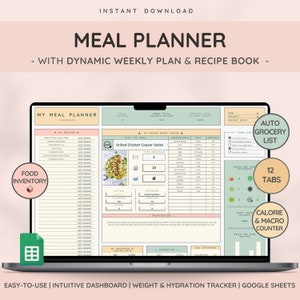 Weekly Meal Planner | Transform Your Cooking | Water Tracker | Weight Loss Tracker | Inventory & Auto Grocery List | Calorie Counter