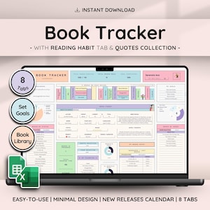 Ultimate Book & Reading Tracker with Book Collection | Reading Planner and Book Review Spreadsheet | Great Gift for Book Lovers