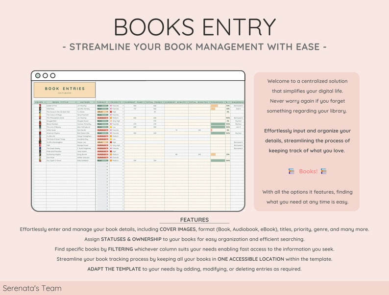 Ultimate Book & Reading Tracker with Book Collection Reading Planner and Book Review Spreadsheet Great Gift for Book Lovers image 8