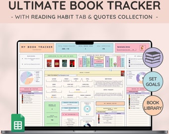 Ultimate Book & Reading Tracker with Book Collection | Reading Planner and Book Review Spreadsheet | Great Gift for Book Lovers