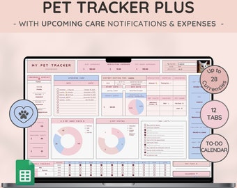 Rastreador premium de cuidado de mascotas / Organice la vida de su mascota / Esencial para dueños de mascotas / Desde medicamentos para mascotas hasta actividades y más