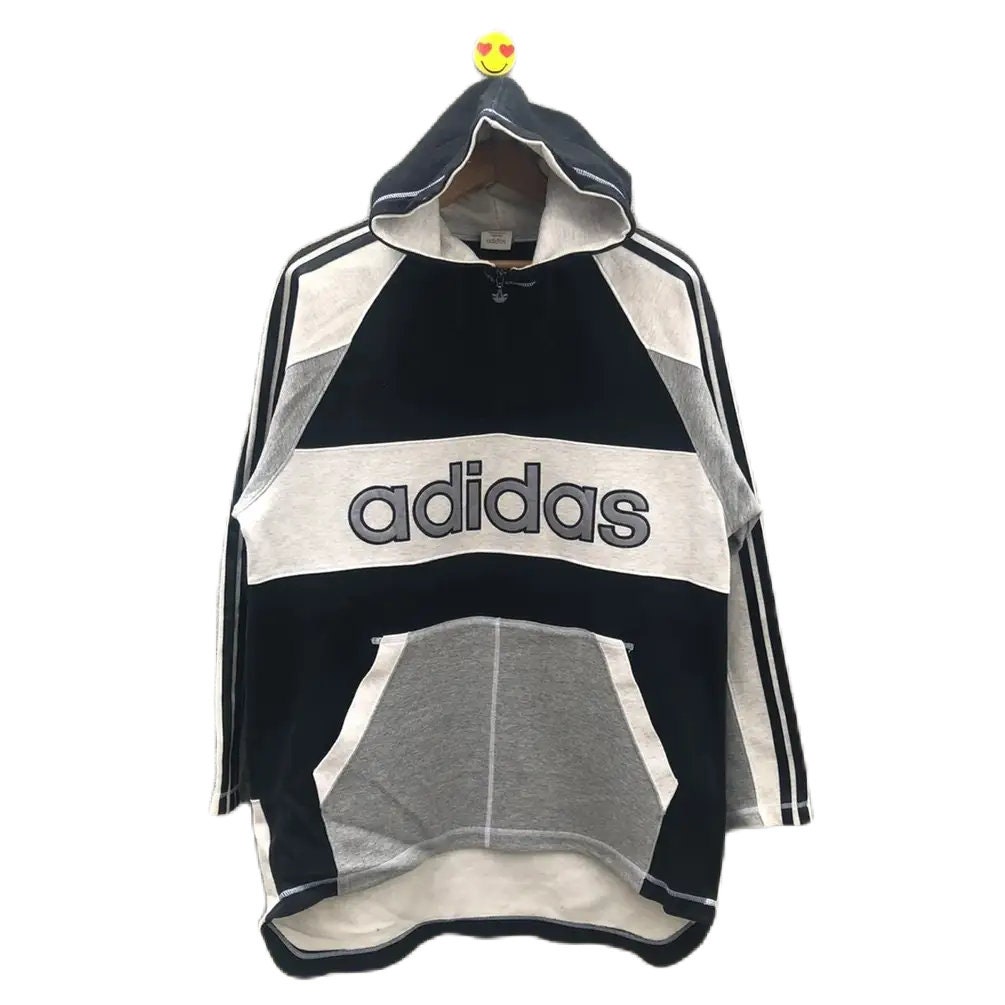 90'S Adidas Trefoil Logo Sweatshirt, Men's M Size Vintage cotton gray type Vintage Second Hand