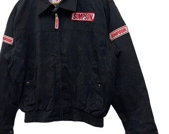 Vintage SIMPSON Racing Bomber Jacket - Size L Riding Jacket Biker