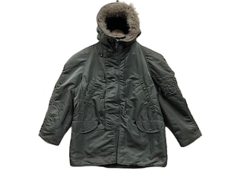 Vintage 90s ALPHA INDUSTRIES Type N3B (N) Parka Jacket Fur Made in