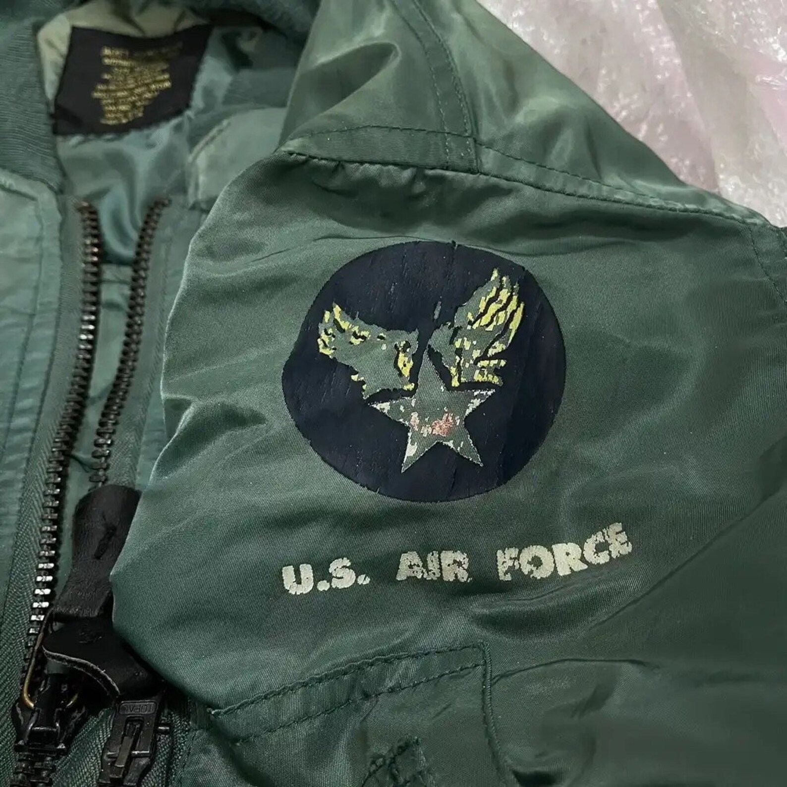 Veste Bombardier Militaire Vintage Homme - Air Force MA-1, Vert Armée, Taille S-XXXL, Neuf