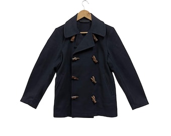 Vtg 1950s Stone-dri Cream Wool WW2 Royal Navy Short Duffle Coat
