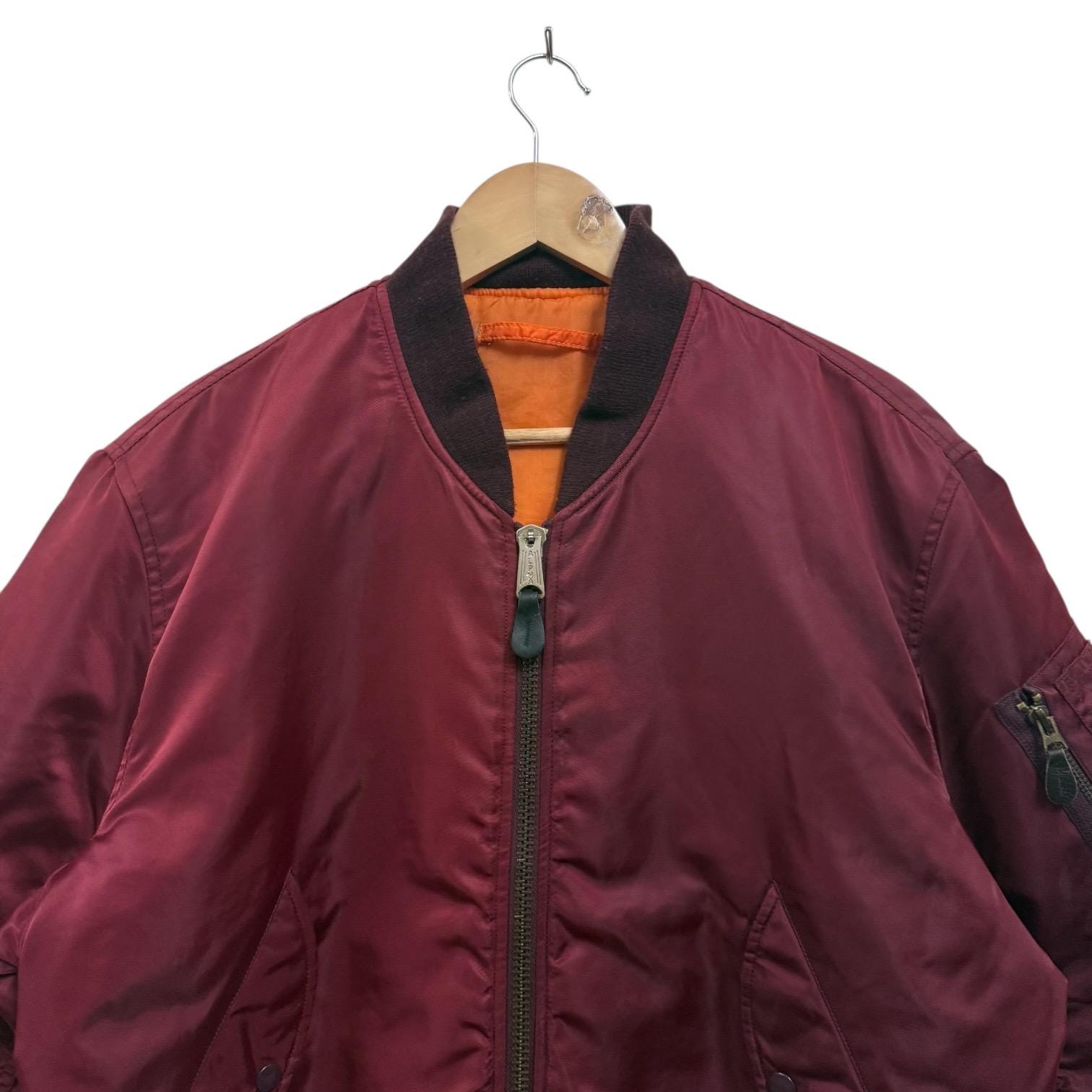 Vintage Alpha Industries Ma1 Bomber Jacket Maroon Reversible Size