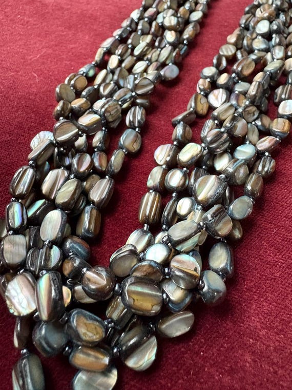 Multi-Strand Abalone Shell Necklace: Chunky Boho … - image 2