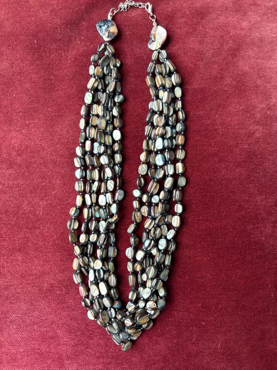 Multi-Strand Abalone Shell Necklace: Chunky Boho … - image 1