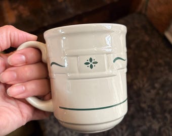 Vintage Longaberger Pottery Mug | Green Farmhouse Decor, USA Made