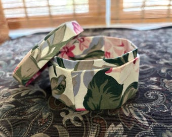 Vintage Floral Octagon Fabric Trinket Box | Cottagecore Keepsake Storage | Handmade Decorative Box