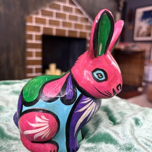 Hand-Painted Oaxacan Alebrije Rabbit: Mexican Folk Art Figurine