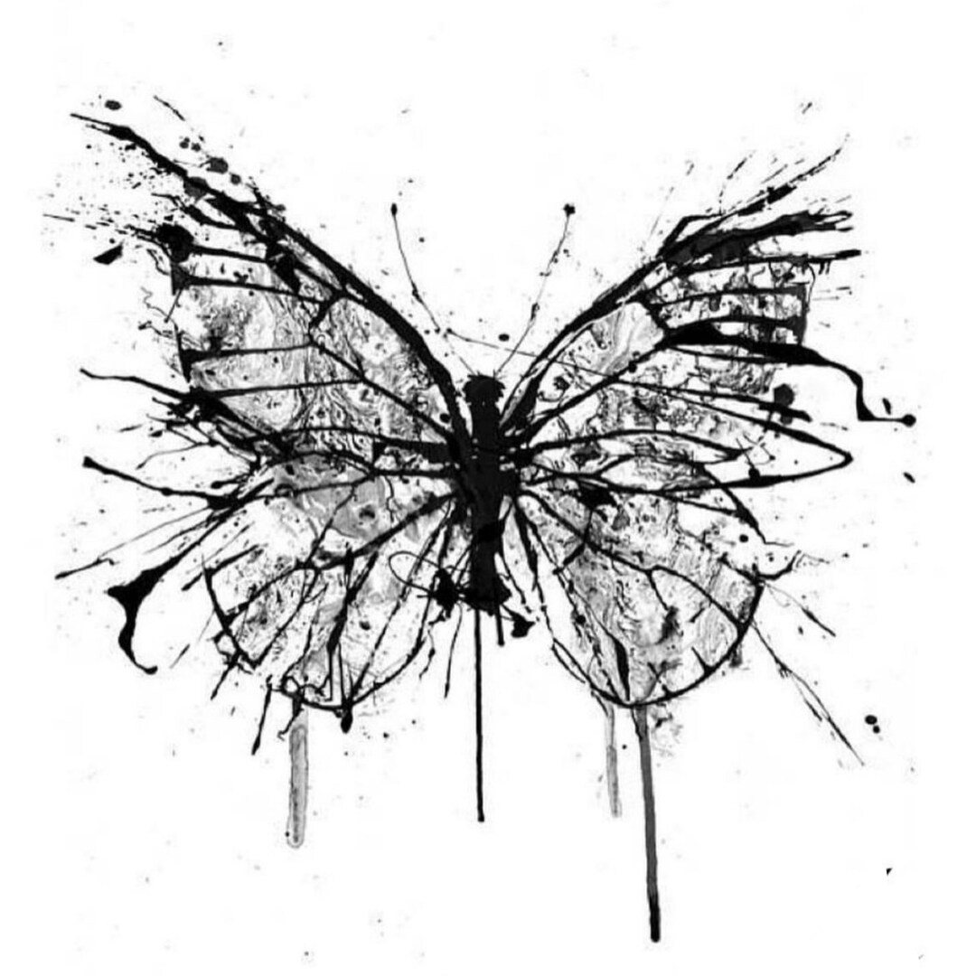 Original Handmade Butterfly Painting on Canvas Black & White Etsy