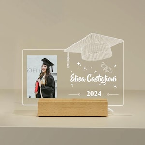 Regali di Laurea Personalizzati – Lampada Notturna 3D con Foto Personalizzata a Forma di Cappello di Laurea
