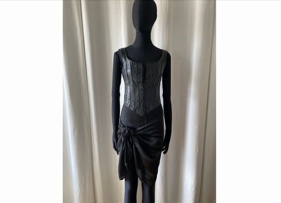 Vintage Roberto Cavalli Laced Corset in Black Leather - Etsy Israel