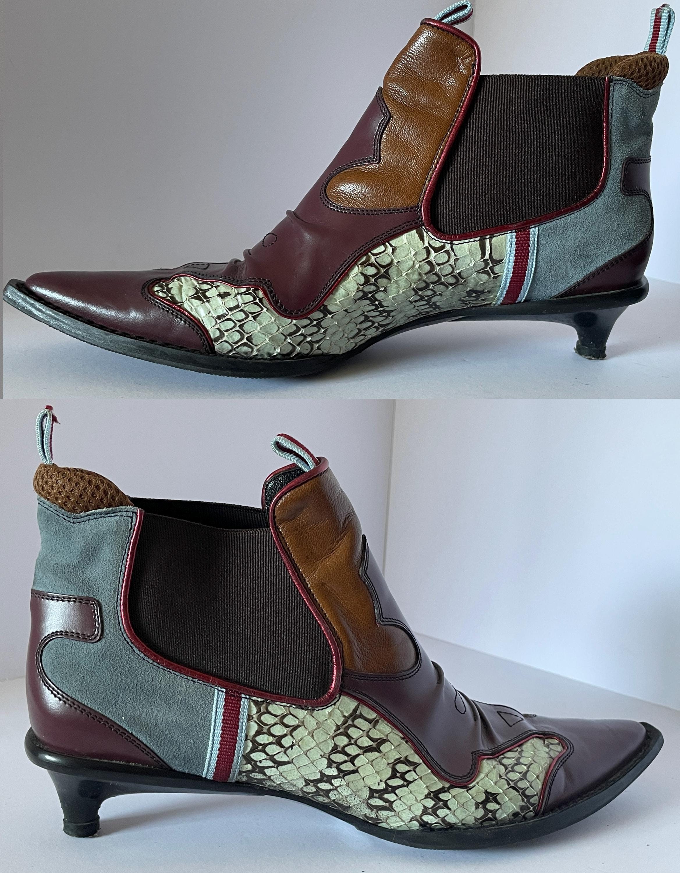 Miu Miu Vintage 1999 Y2K Cowboy Patch Boots - Etsy