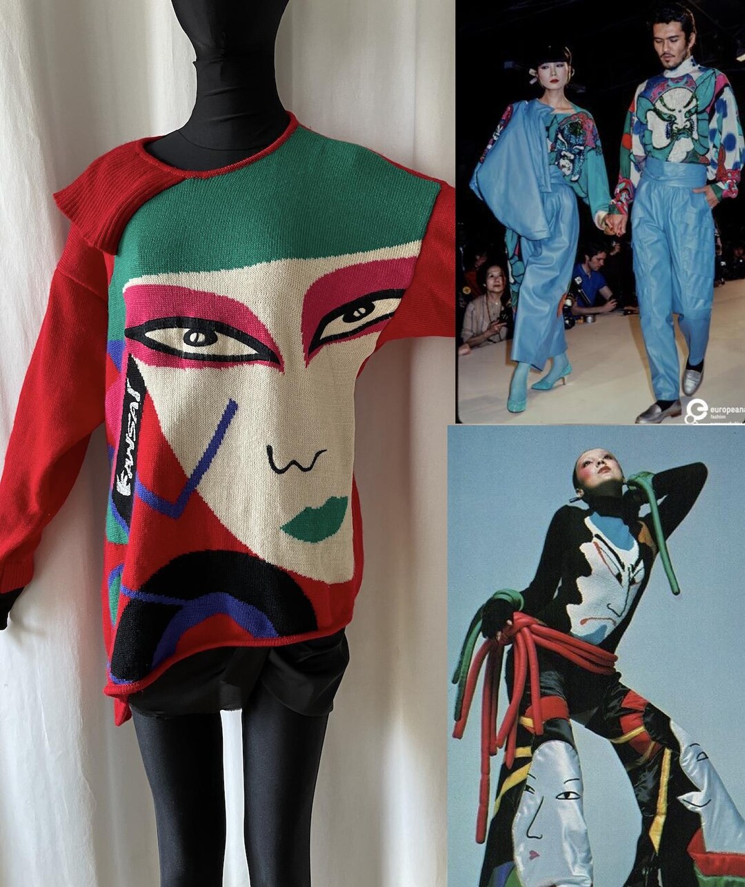 Kansai Yamamoto KANSAI O2 Knit Sweater Wool Rare Colorful