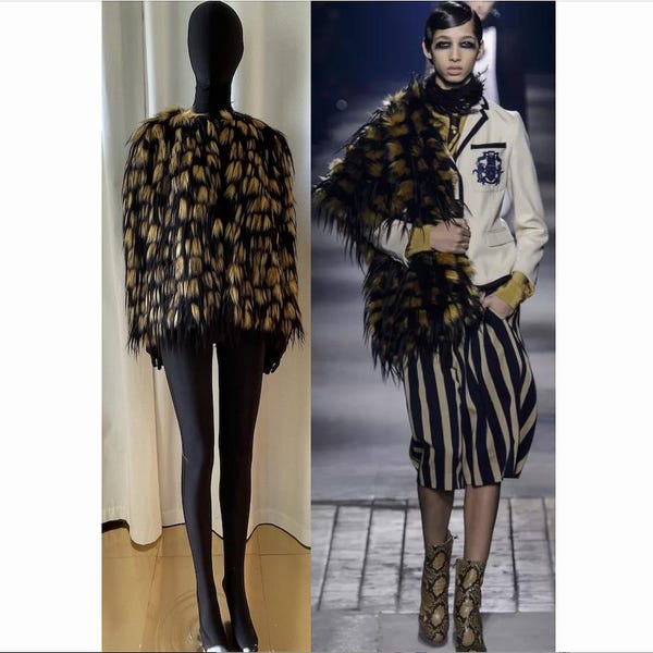 Dries Van Noten two-tone faux fur coat