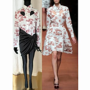 Chemise vintage Carven toile dee toile de Jouy
