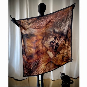 Large vintage Alexander McQueen wolf scarf