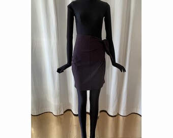 Romeo Gigli vintage 1980s burgundy draped sheath mini skirt