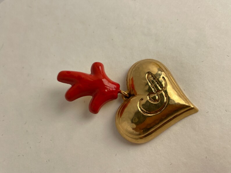 Broche coeur vntage palletée CORO, broche Coro coeur en crstal doré