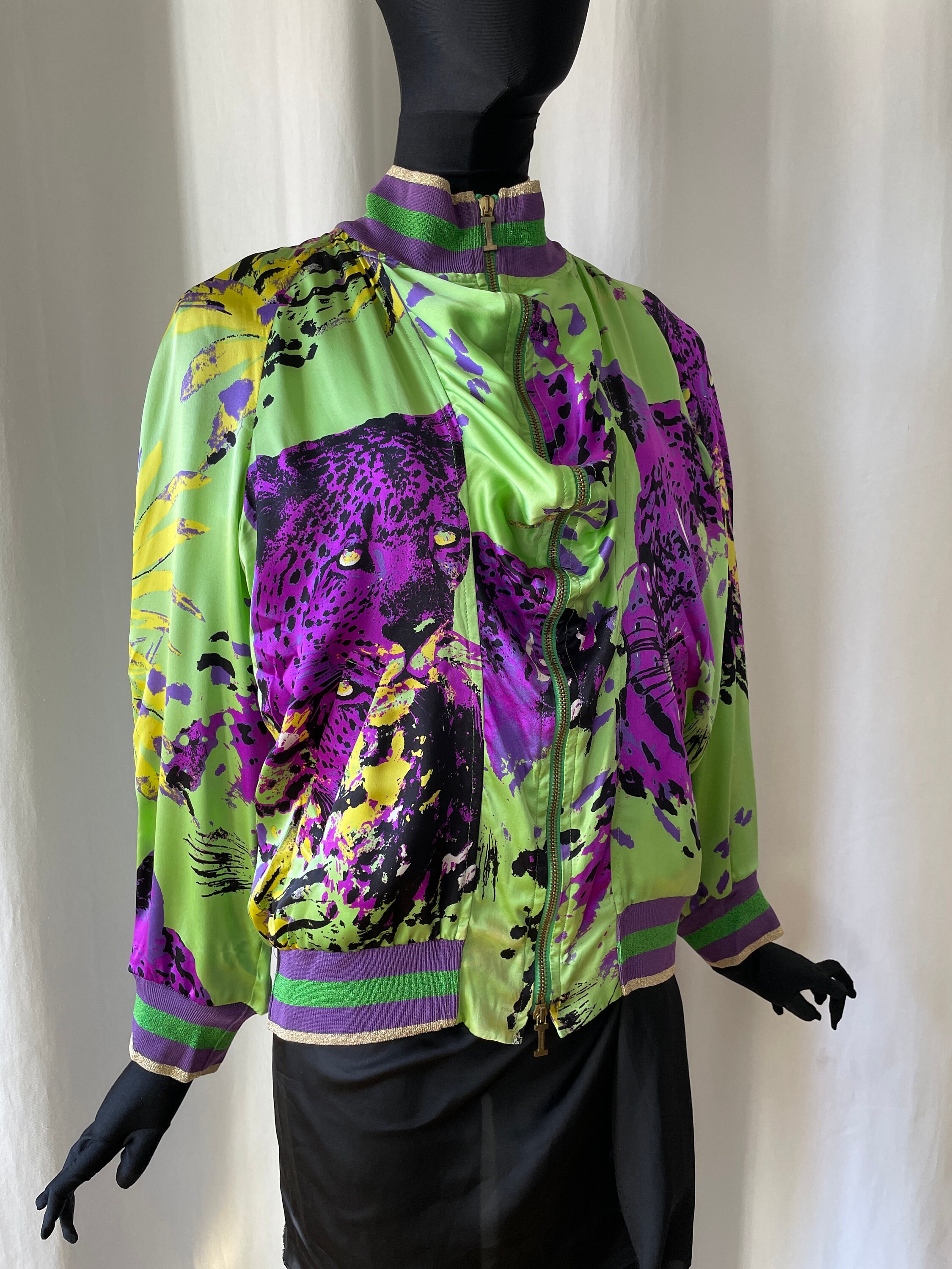 Iceberg Silk Summer Jacket With Flashy Leopard Print Vintage