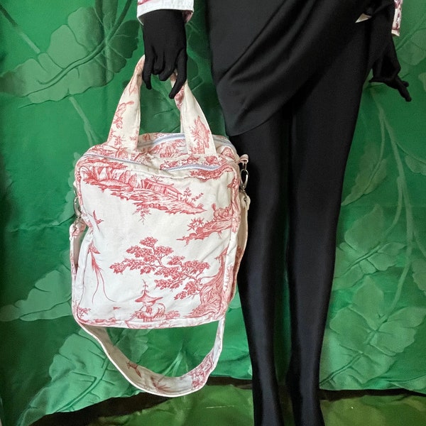 Grand sac Cacharel imprimé toile de Jouy vintage 2000