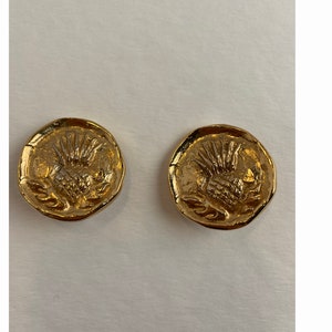 Yves Saint Laurent örhänge med ananasmynt i guld, 80-tal