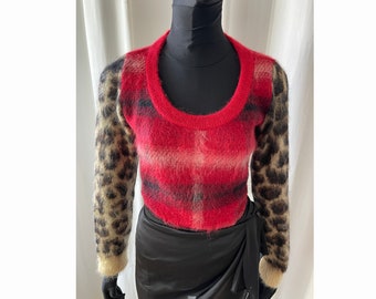 Leopard and check mohair sweater from N 21