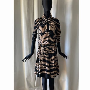 YK2 tiger dress 70s style mobe wife Roberto Cavalli