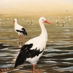 Storks Original Oil Painting image 2